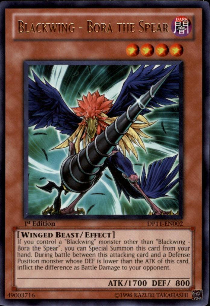 1st Edition, Dark, Duelist Pack 11: Crow, Effect Monster, Rare, Winged Beast Blackwing - Bora the Spear [DP11-EN002] Rare - Trading Card World