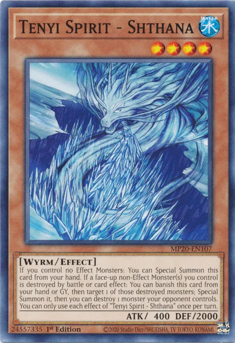 1st Edition, 2020 Tin of Lost Memories, Common, Effect Monster, Water, Wyrm Tenyi Spirit - Shthana [MP20-EN107] Common - Trading Card World