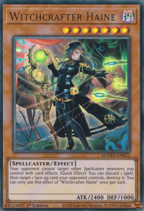 1st Edition, Dark, Effect Monster, Magnificent Mavens, Spellcaster, Ultra Rare Witchcrafter Haine [MAMA-EN022] Ultra Rare - Trading Card World