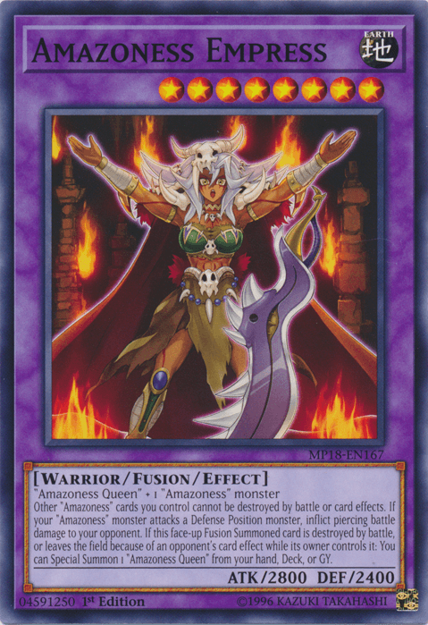 1st Edition, 2018 Mega-Tins Mega Pack, Common, Earth, Fusion/Effect Monster, Warrior Amazoness Empress [MP18-EN167] Common - Trading Card World