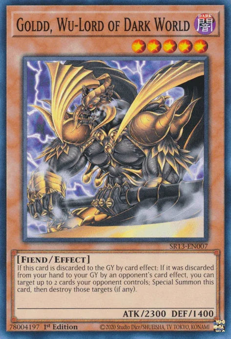 1st Edition, Common, Dark, Effect Monster, Fiend, Structure Deck: Dark World Goldd, Wu-Lord of Dark World [SR13-EN007] Common - Trading Card World