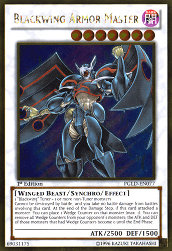 1st Edition, Dark, Gold Rare, Premium Gold, Synchro/Effect Monster, Unlimited, Winged Beast Blackwing Armor Master [PGLD-EN077] Gold Rare - Trading Card World