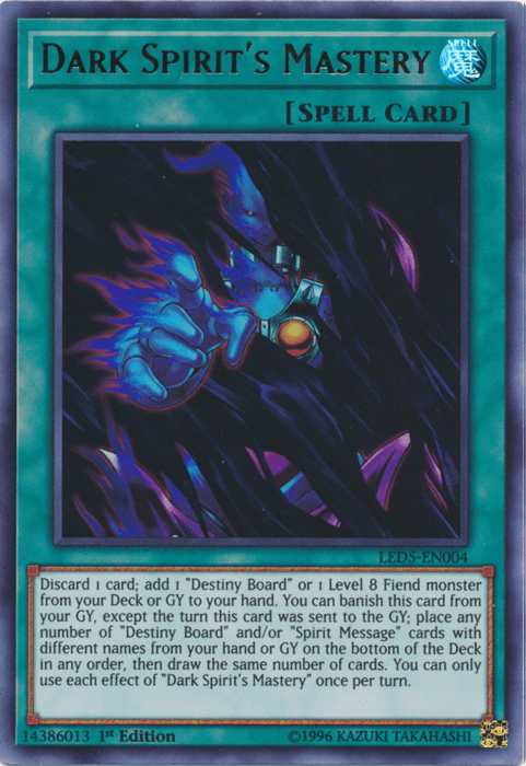 1st Edition, Legendary Duelists: Immortal Destiny, Normal Spell, Spell, Ultra Rare Dark Spirit's Mastery [LED5-EN004] Ultra Rare - Trading Card World