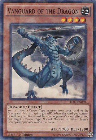 1st Edition, Battle Pack 3: Monster League, Dragon, Earth, Effect Monster, Shatterfoil Rare Vanguard of the Dragon [BP03-EN060] Shatterfoil Rare - Trading Card World
