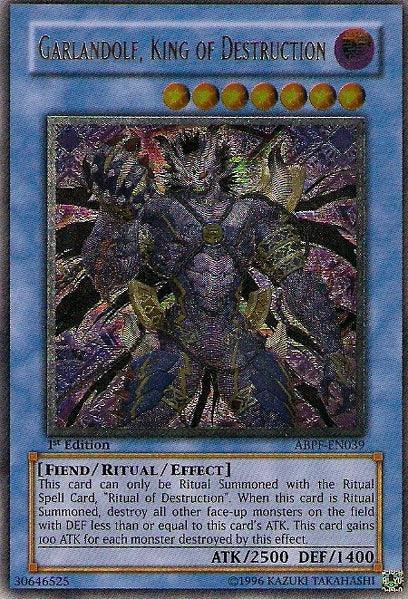 1st Edition, Absolute Powerforce, Dark, Fiend, Ritual/Effect Monster, Ultimate Rare, Unlimited Garlandolf, King of Destruction [ABPF-EN039] Ultimate Rare - Trading Card World