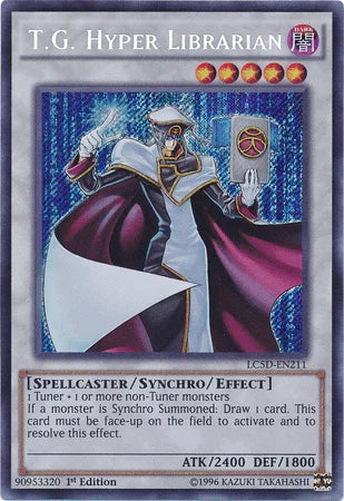 1st Edition, Dark, Legendary Collection 5D's, Secret Rare, Spellcaster, Synchro/Effect Monster T.G. Hyper Librarian [LC5D-EN211] Secret Rare - Trading Card World