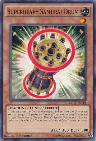 1st Edition, 2016 Mega-Tins Mega Pack, Common, Earth, Machine, Tuner/Effect Monster, Unlimited Superheavy Samurai Drum [MP16-EN110] Common - Trading Card World