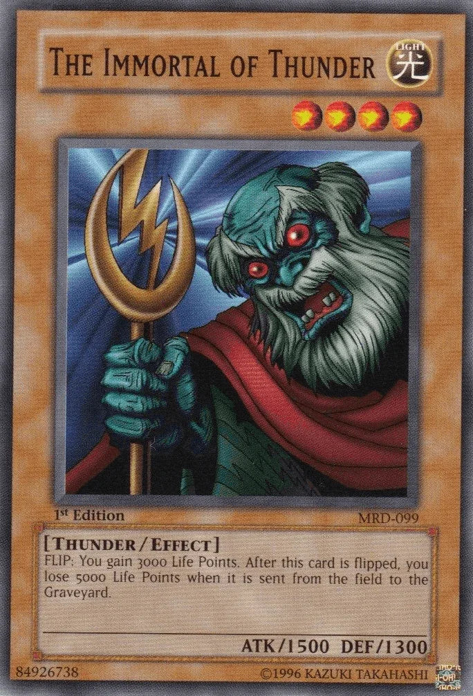 1st Edition, Common, Effect Monster, Light, Metal Raiders, Thunder, Unlimited The Immortal of Thunder [MRD-099] Common - Trading Card World