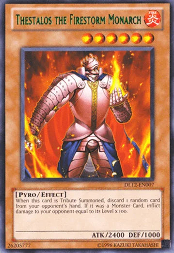 Duelist League Promo, Effect Monster, Fire, Pyro, Rare, Unlimited Thestalos the Firestorm Monarch (Green) [DL12-EN007] Rare - Trading Card World