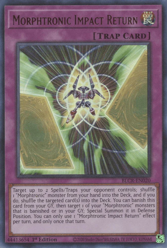 1st Edition, Battles of Legend: Crystal Revenge, Normal Trap, Trap, Ultra Rare Morphtronic Impact Return [BLCR-EN020] Ultra Rare - Trading Card World