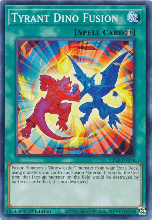 1st Edition, 2020 Tin of Lost Memories, Common, Quick Play Spell, Spell Tyrant Dino Fusion [MP20-EN074] Common - Trading Card World