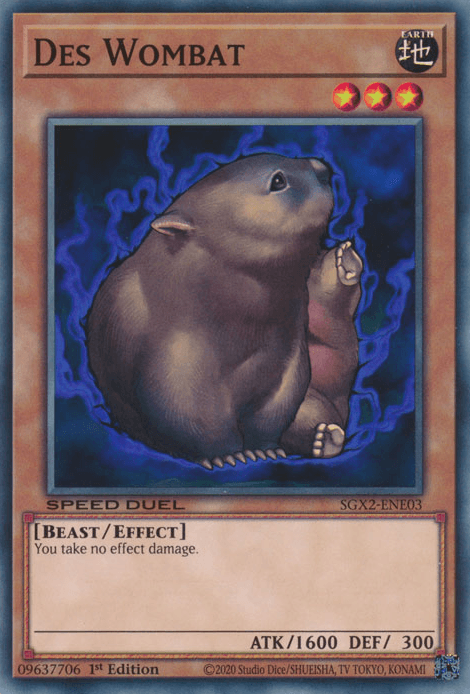 1st Edition, Beast, Common, Earth, Effect Monster, Speed Duel GX: Midterm Paradox Des Wombat [SGX2-ENE03] Common - Trading Card World