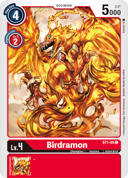 Champion, Common, Digimon, Giant Bird, Red, ST1-05, Starter Deck: Gaia Red, Vaccine Birdramon [ST1-05] [Starter Deck: Gaia Red] - Trading Card World