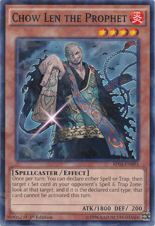 1st Edition, Battle Pack 3: Monster League, Effect Monster, Fire, Shatterfoil Rare, Spellcaster Chow Len the Prophet [BP03-EN093] Shatterfoil Rare - Trading Card World
