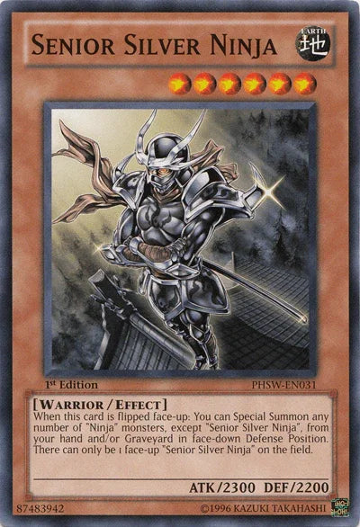 1st Edition, Common, Earth, Effect Monster, Photon Shockwave, Unlimited, Warrior Senior Silver Ninja [PHSW-EN031] Common - Trading Card World