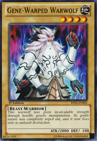 1st Edition, Battle Pack 2: War of the Giants, Beast-Warrior, Earth, Mosaic Rare, Normal Monster, Unlimited Gene-Warped Warwolf [BP02-EN002] Mosaic Rare - Trading Card World