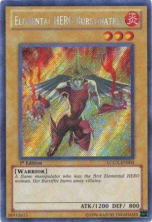 1st Edition, Fire, Legendary Collection 2, Normal Monster, Secret Rare, Unlimited, Warrior Elemental HERO Burstinatrix [LCGX-EN004] Secret Rare - Trading Card World
