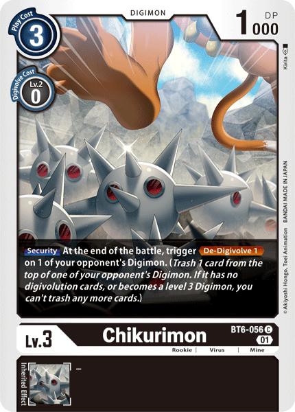 Black, BT6-056, Common, Digimon, Double Diamond, Mine, Rookie, Virus Chikurimon [BT6-056] [Double Diamond] - Trading Card World