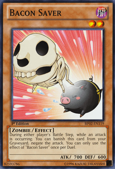 1st Edition, Battle Pack 2: War of the Giants, Dark, Effect Monster, Mosaic Rare, Unlimited, Zombie Bacon Saver [BP02-EN119] Mosaic Rare - Trading Card World