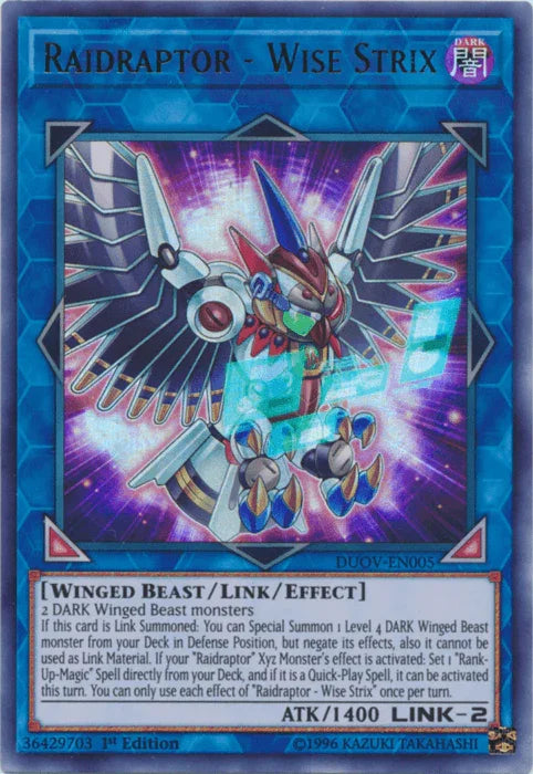 1st Edition, Dark, Duel Overload, Link/Effect Monster, Ultra Rare, Winged Beast Raidraptor - Wise Strix [DUOV-EN005] Ultra Rare - Trading Card World