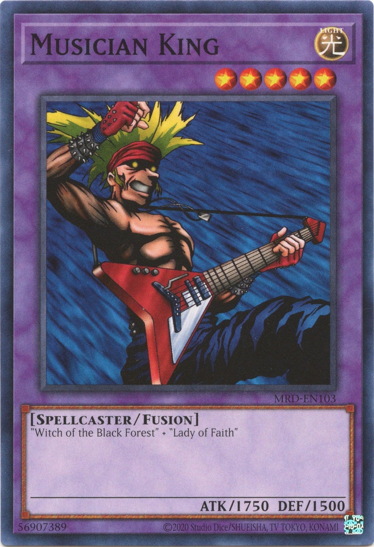 Common, Fusion Monster, Light, Metal Raiders (25th Anniversary Edition), Spellcaster, Unlimited Musician King (25th Anniversary) [MRD-EN103] Common - Trading Card World