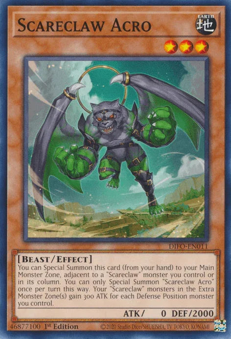 1st Edition, Beast, Common, Dimension Force, Earth, Effect Monster Scareclaw Acro [DIFO-EN011] Common - Trading Card World