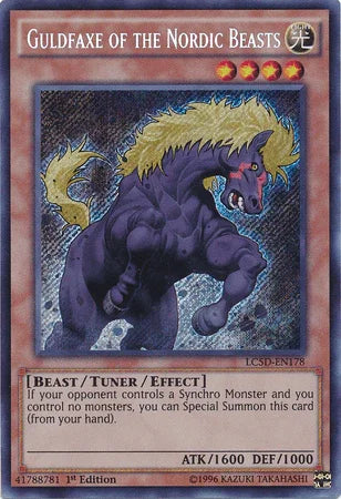 1st Edition, Beast, Legendary Collection 5D's, Light, Secret Rare, Tuner/Effect Monster Guldfaxe of the Nordic Beasts [LC5D-EN178] Secret Rare - Trading Card World