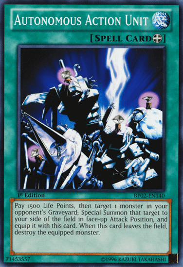 1st Edition, Battle Pack 2: War of the Giants, Equip Spell, Mosaic Rare, Spell, Unlimited Autonomous Action Unit [BP02-EN140] Mosaic Rare - Trading Card World
