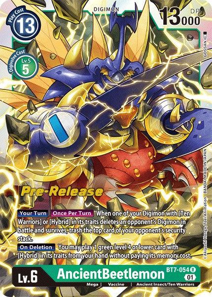 Ancient Insect/Ten Warriors, BT7-054, Digimon, Green, Mega, Next Adventure Pre-Release Cards, Rare, Vaccine AncientBeetlemon [BT7-054] [Next Adventure Pre-Release Cards] - Trading Card World