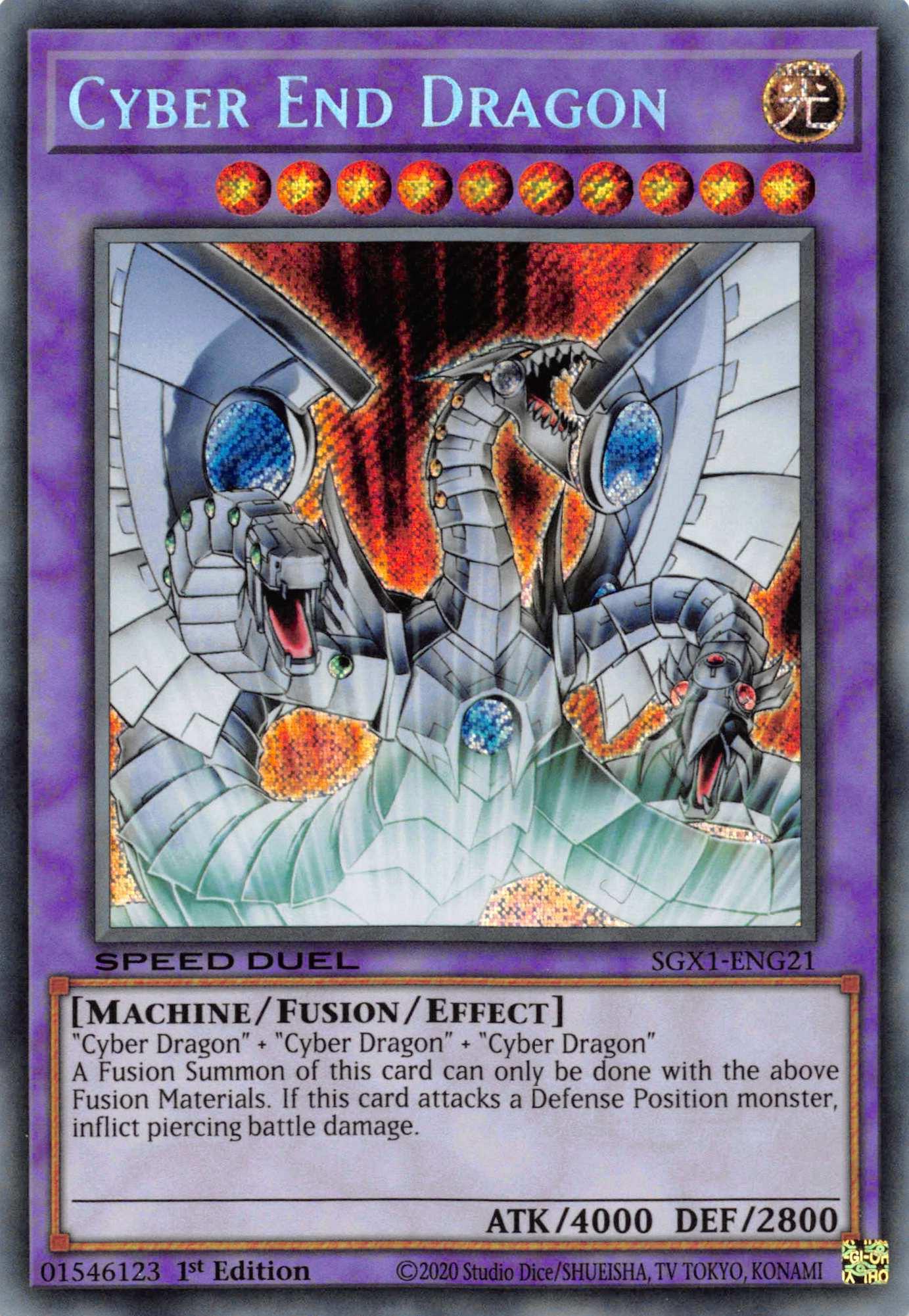 1st Edition, Fusion/Effect Monster, Light, Machine, Secret Rare, Speed Duel GX: Duel Academy Box Cyber End Dragon [SGX1-ENG21] Secret Rare - Trading Card World