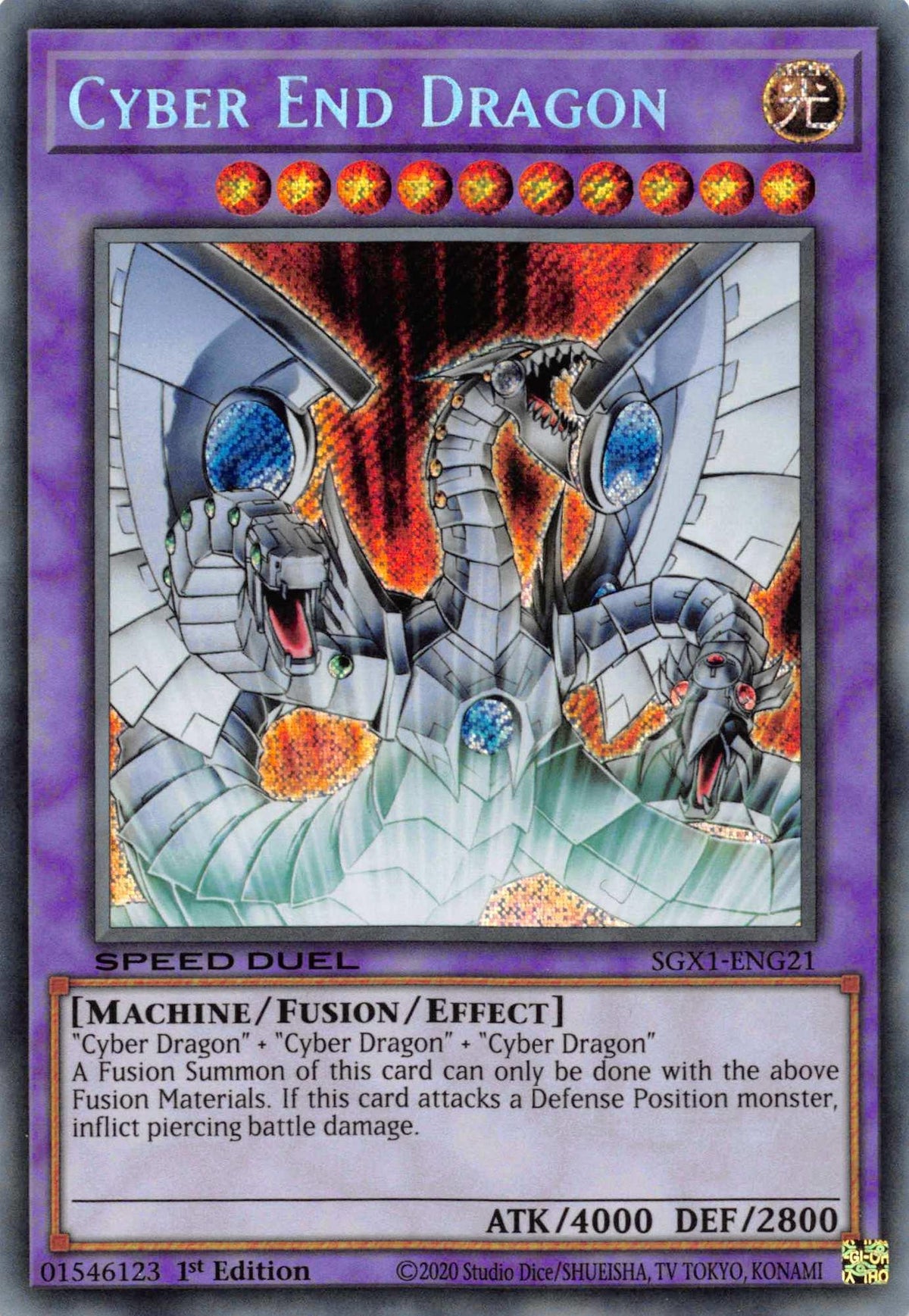 1st Edition, Fusion/Effect Monster, Light, Machine, Secret Rare, Speed Duel GX: Duel Academy Box Cyber End Dragon [SGX1-ENG21] Secret Rare - Trading Card World