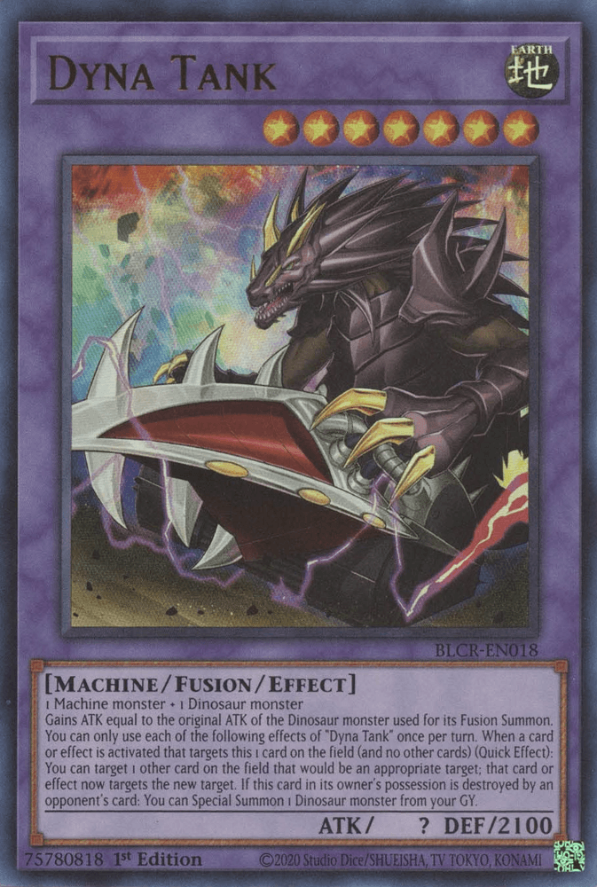 1st Edition, Battles of Legend: Crystal Revenge, Earth, Fusion/Effect Monster, Machine, Ultra Rare Dyna Tank [BLCR-EN018] Ultra Rare - Trading Card World