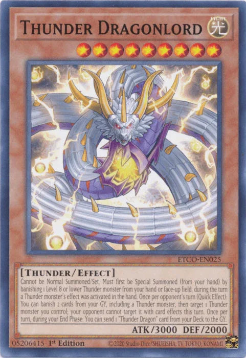 1st Edition, Common, Effect Monster, Eternity Code, Light, Thunder Thunder Dragonlord [ETCO-EN025] Common - Trading Card World
