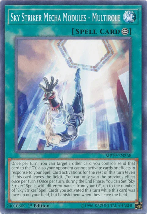 1st Edition, 2019 Gold Sarcophagus Tin Mega Pack, Common, Continuous Spell, Spell, Unlimited Sky Striker Mecha Modules - Multirole [MP19-EN268] Common - Trading Card World