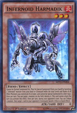 1st Edition, 2015 Mega-Tins Mega Pack, Effect Monster, Fiend, Fire, Ultra Rare Infernoid Harmadik [MP15-EN204] Ultra Rare - Trading Card World