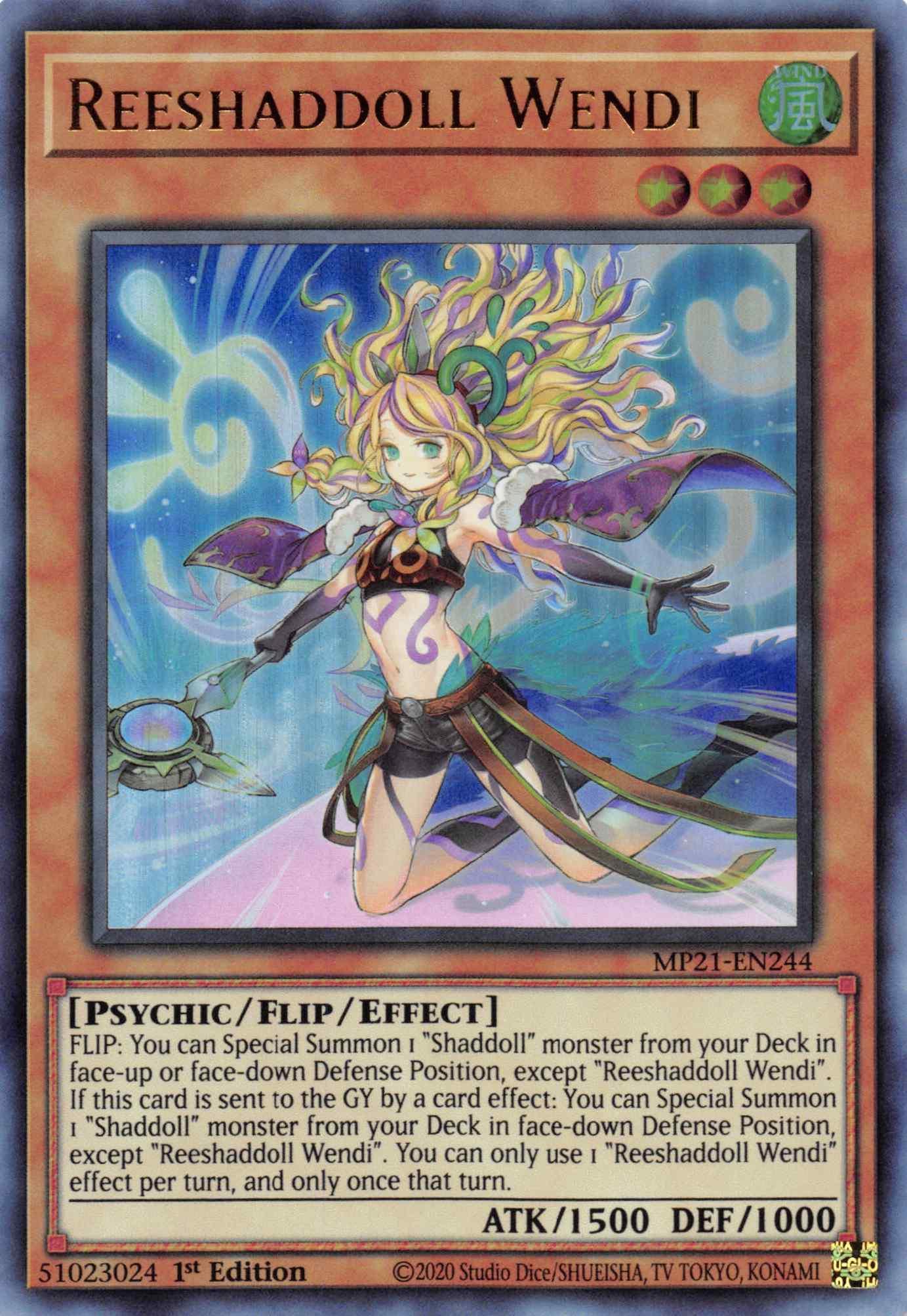1st Edition, 2021 Tin of Ancient Battles, Flip/Effect monster, Psychic, Ultra Rare, Wind Reeshaddoll Wendi [MP21-EN244] Ultra Rare - Trading Card World