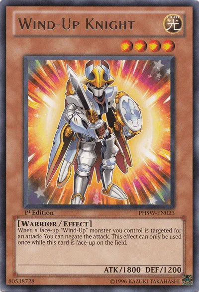 1st Edition, Effect Monster, Light, Photon Shockwave, Rare, Unlimited, Warrior Wind-Up Knight [PHSW-EN023] Rare - Trading Card World