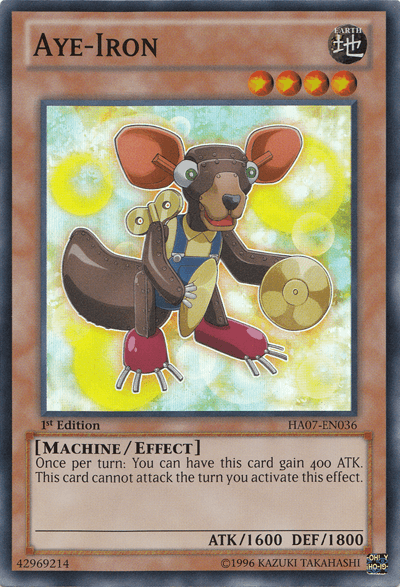 1st Edition, Earth, Effect Monster, Hidden Arsenal 7: Knight of Stars, Machine, Super Rare, Unlimited Aye-Iron [HA07-EN036] Super Rare - Trading Card World
