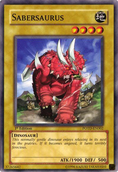 1st Edition, Common, Dinosaur, Earth, Normal Monster, Power of the Duelist, Unlimited Sabersaurus [POTD-EN002] Common - Trading Card World