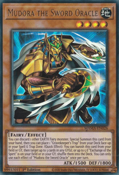 1st Edition, Earth, Effect Monster, Fairy, Magnificent Mavens, Ultra Rare Mudora the Sword Oracle [MAMA-EN026] Ultra Rare - Trading Card World