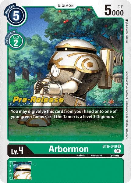 BT6-049, Cyborg, Digimon, Double Diamond Pre-Release Cards, Green, Hybrid, Uncommon, Variable Arbormon [BT6-049] [Double Diamond Pre-Release Cards] - Trading Card World