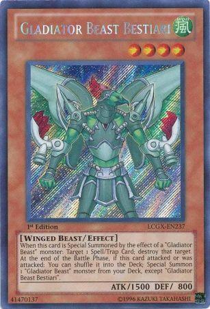 1st Edition, Effect Monster, Legendary Collection 2, Secret Rare, Unlimited, Wind, Winged Beast Gladiator Beast Bestiari [LCGX-EN237] Secret Rare - Trading Card World