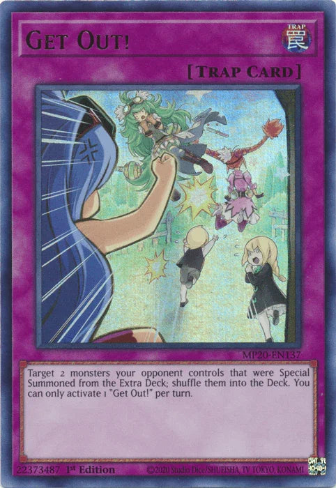 1st Edition, 2020 Tin of Lost Memories, Normal Trap, Trap, Ultra Rare Get Out! [MP20-EN137] Ultra Rare - Trading Card World