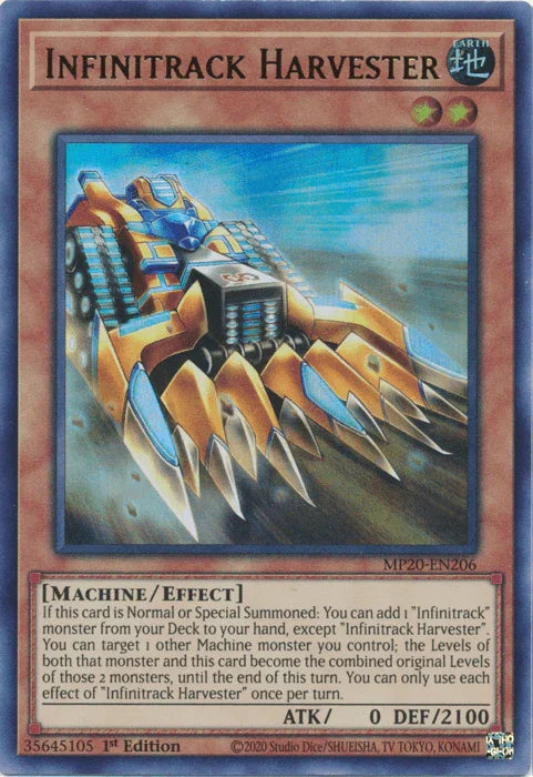 1st Edition, 2020 Tin of Lost Memories, Earth, Effect Monster, Machine, Ultra Rare Infinitrack Harvester [MP20-EN206] Ultra Rare - Trading Card World