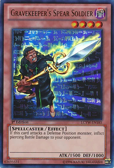 1st Edition, Dark, Effect Monster, Legendary Collection 3: Yugi's World, Spellcaster, Ultra Rare, Unlimited Gravekeeper's Spear Soldier [LCYW-EN185] Ultra Rare - Trading Card World