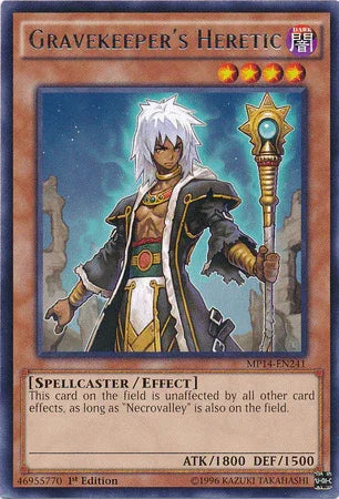 1st Edition, 2014 Mega-Tins Mega Pack, Dark, Effect Monster, Rare, Spellcaster Gravekeeper's Heretic [MP14-EN241] Rare - Trading Card World