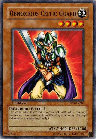 1st Edition, Common, Earth, Effect Monster, Structure Deck: Warrior's Triumph, Warrior Obnoxious Celtic Guardian [SD5-EN007] Common - Trading Card World