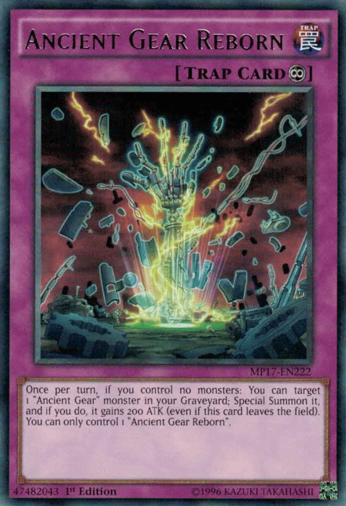 1st Edition, 2017 Mega-Tins Mega Pack, Continuous Trap, Rare, Trap Ancient Gear Reborn [MP17-EN222] Rare - Trading Card World