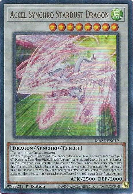 1st Edition, Dragon, Maze of Memories, Synchro/Effect Monster, Ultra Rare, Wind Accel Synchro Stardust Dragon [MAZE-EN019] Ultra Rare - Trading Card World