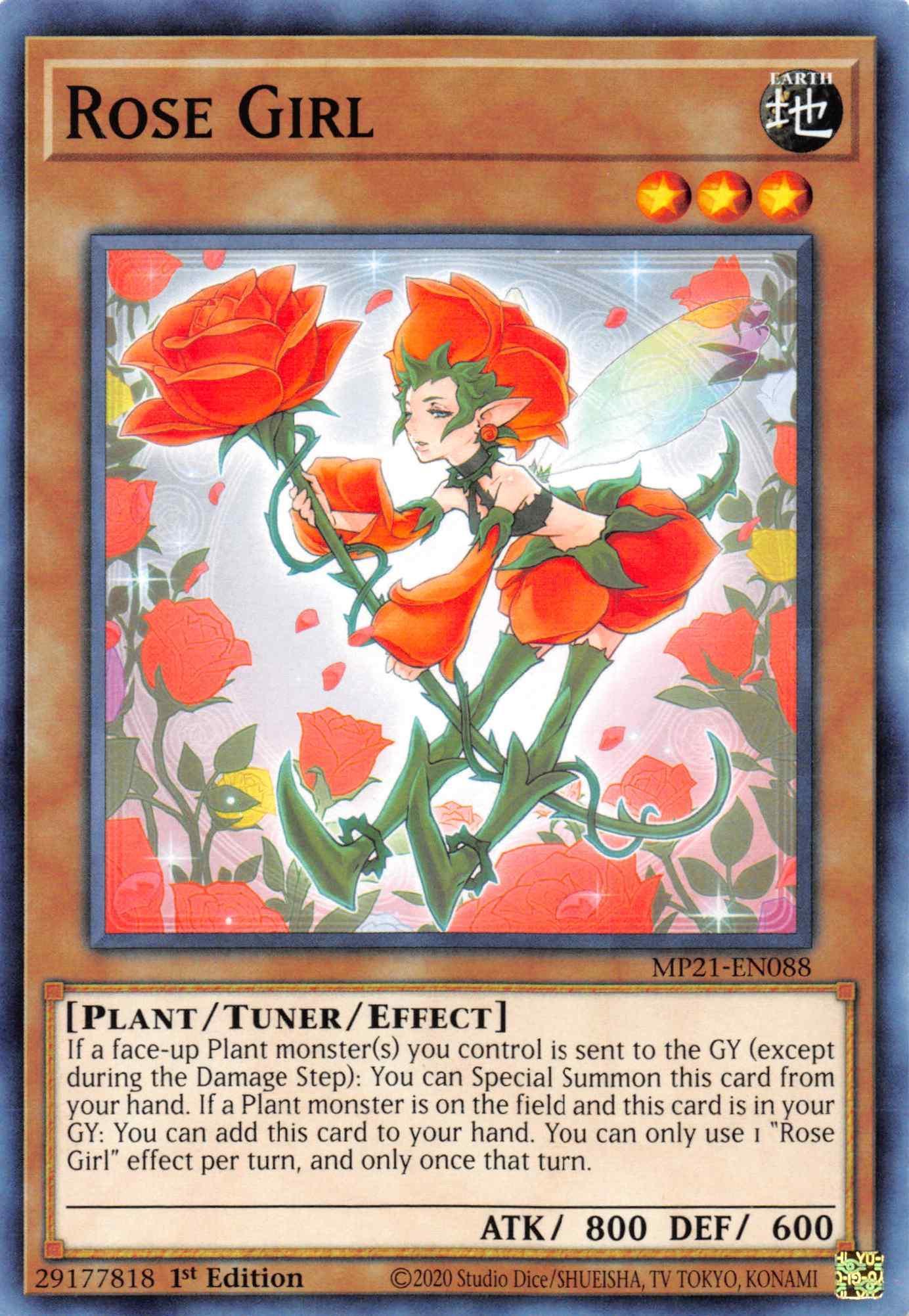 1st Edition, 2021 Tin of Ancient Battles, Common, Earth, Plant, Tuner/Effect Monster Rose Girl [MP21-EN088] Common - Trading Card World